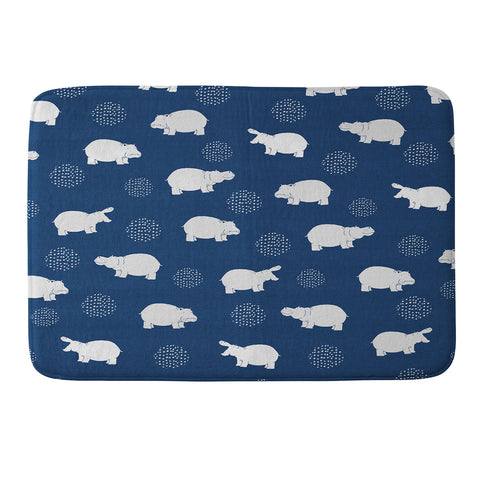 Kangarui Happy Hippo Blue Memory Foam Bath Mat