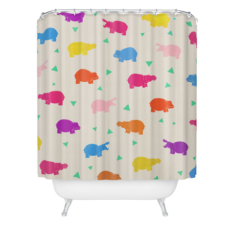 Kangarui Happy Hippo Party Shower Curtain