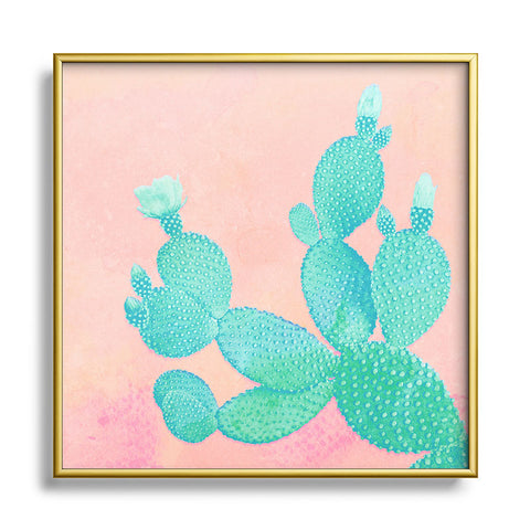Kangarui Pastel Cactus Metal Square Framed Art Print