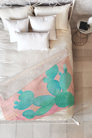 Kangarui Pastel Cactus Fleece Throw Blanket