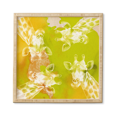 Kangarui Watercolor Giraffe Green Framed Wall Art