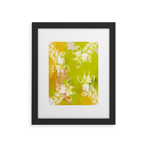 Kangarui Watercolor Giraffe Green Framed Art Print