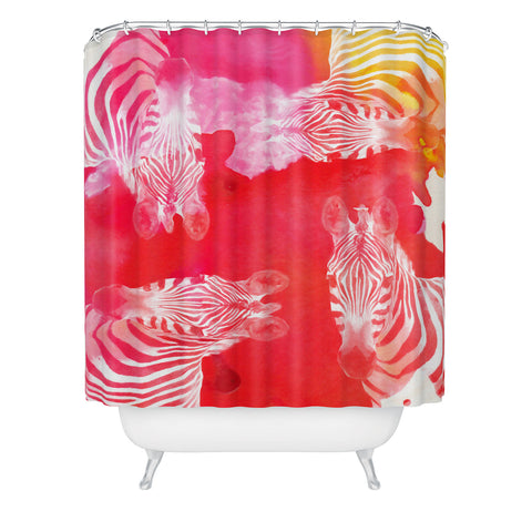 Kangarui Watercolor Zebra Shower Curtain