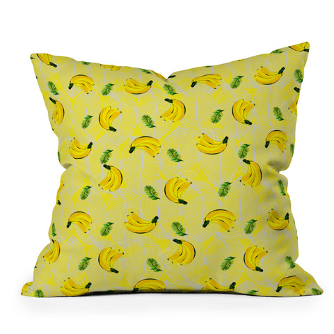 Kangarui Yellow Bananas Throw Pillow