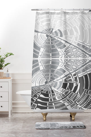 Karen Harris Post Modern Monochromatic Shower Curtain And Mat