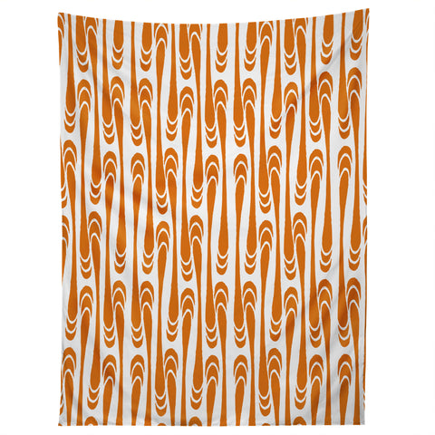 Karen Harris Teardrops Orange On White Tapestry