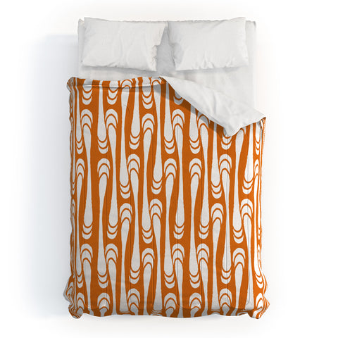 Karen Harris Teardrops White On Orange Comforter