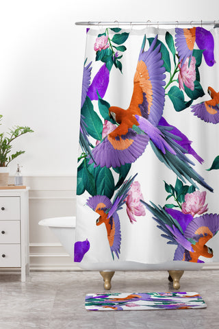Kei Parrot Paradise II Shower Curtain And Mat