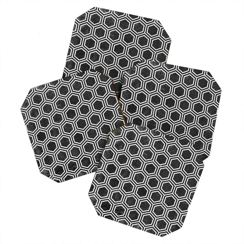 Kelly Haines Black Concrete Hexagons Coaster Set