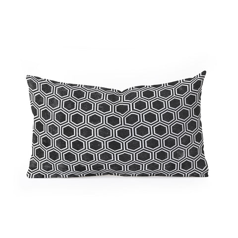 Kelly Haines Black Concrete Hexagons Oblong Throw Pillow