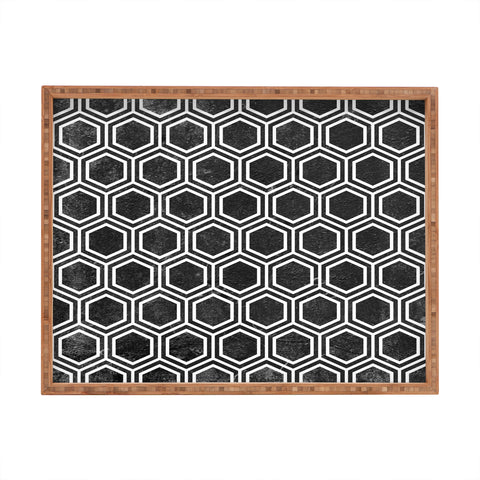 Kelly Haines Black Concrete Hexagons Rectangular Tray