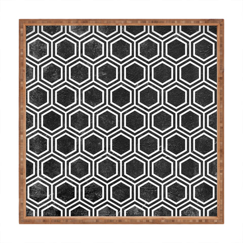 Kelly Haines Black Concrete Hexagons Square Tray