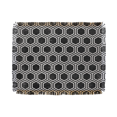 Kelly Haines Black Concrete Hexagons Throw Blanket