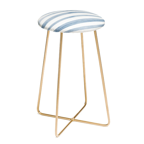 Kelly Haines Blue Watercolor Stripes Counter Stool