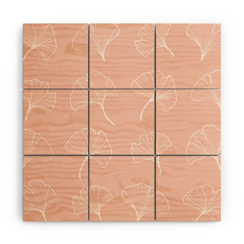 Kelly Haines Blush Ginkgo Leaves Wood Wall Mural