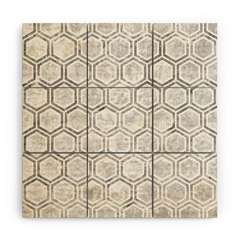 Kelly Haines Concrete Hexagons Wood Wall Mural