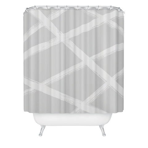 Kelly Haines Gray Brushstrokes Shower Curtain