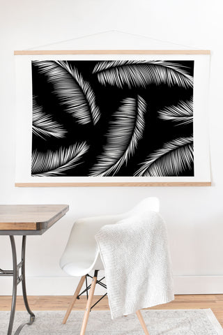 Kelly Haines Monochrome Palm Leaves Art Print And Hanger