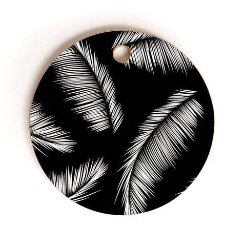 Kelly Haines Monochrome Palm Leaves Cutting Board Round