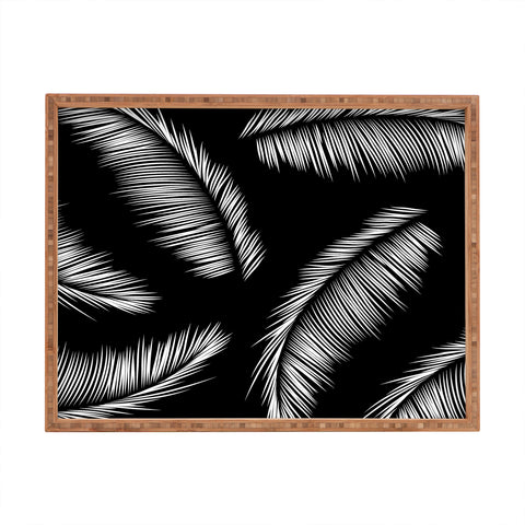 Kelly Haines Monochrome Palm Leaves Rectangular Tray