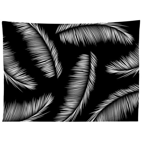Kelly Haines Monochrome Palm Leaves Tapestry