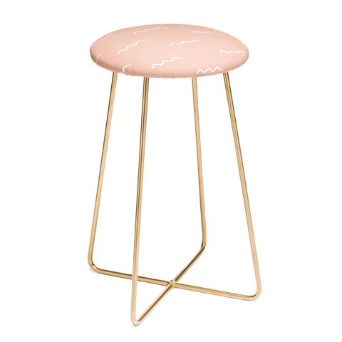 Kelly Haines Peach Squiggle Counter Stool