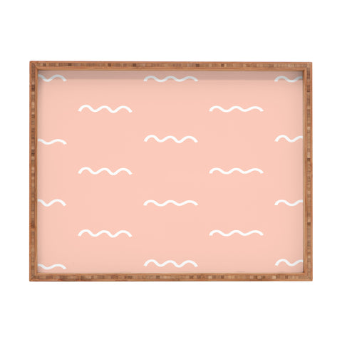 Kelly Haines Peach Squiggle Rectangular Tray