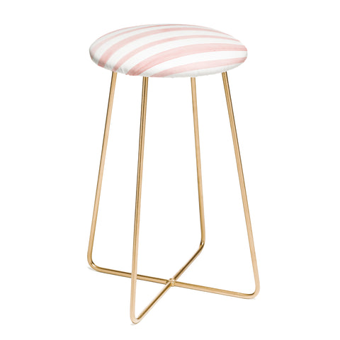 Kelly Haines Pink Watercolor Stripes Counter Stool