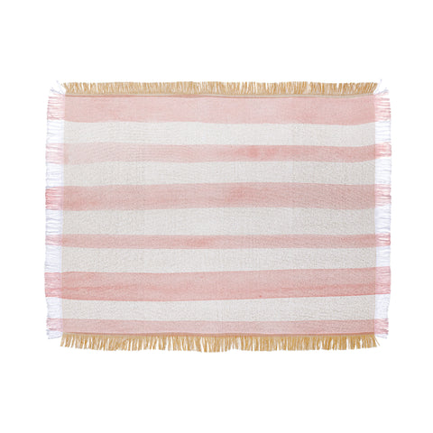 Kelly Haines Pink Watercolor Stripes Throw Blanket