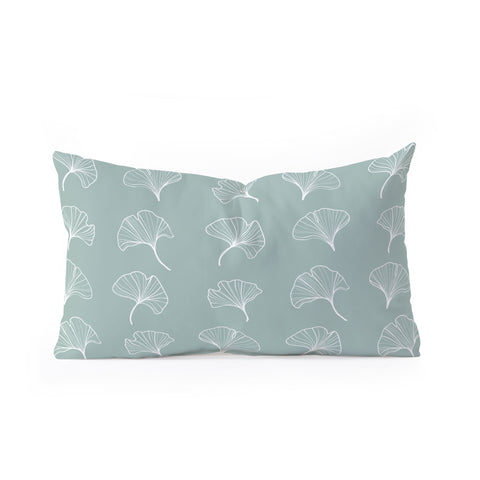 Kelly Haines Teal Ginkgo Leaves Oblong Throw Pillow
