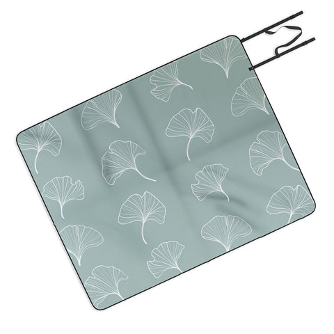Kelly Haines Teal Ginkgo Leaves Picnic Blanket