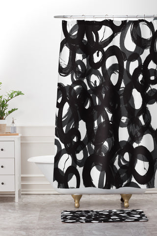 Kent Youngstom Black Circles Shower Curtain And Mat