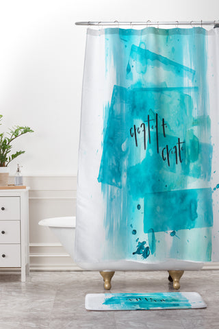 Kent Youngstrom created to create blue Shower Curtain And Mat