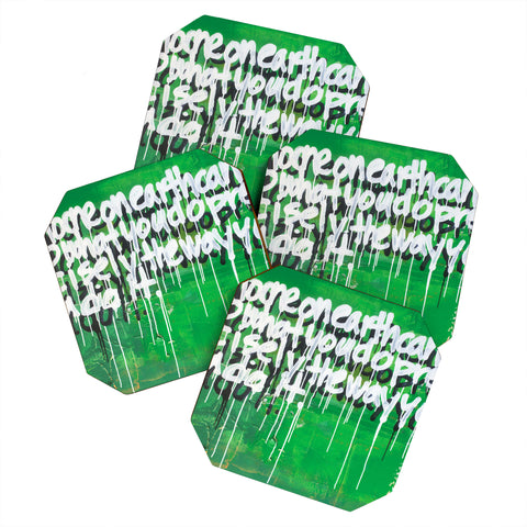 Kent Youngstrom green no one on earth Coaster Set