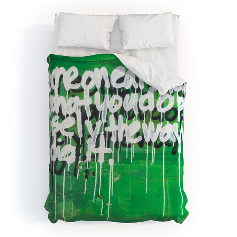 Kent Youngstrom green no one on earth Duvet Cover