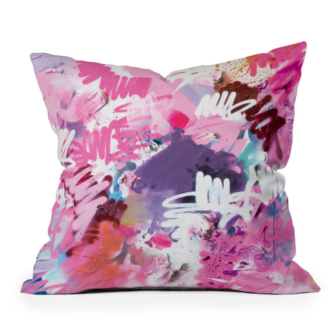 Kent Youngstrom pink brush strokes Throw Pillow