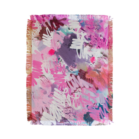 Kent Youngstrom pink brush strokes Throw Blanket