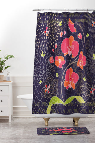 Kerrie Satava Orchid Bloom Shower Curtain And Mat