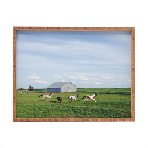 Kevin Russ Farm Horses Rectangular Tray