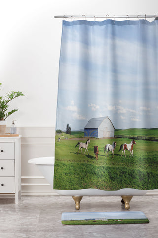 Kevin Russ Farm Horses Shower Curtain And Mat