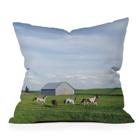 Kevin Russ Farm Horses Throw Pillow