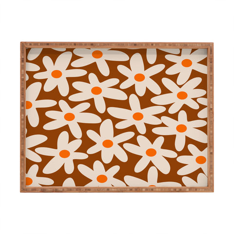 Kierkegaard Design Studio Daisy Time Retro Floral Pattern Rectangular Tray
