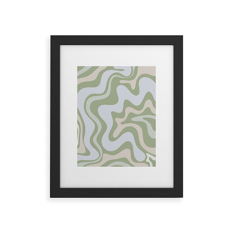 Kierkegaard Design Studio Liquid Swirl Contemporary Light Sage Framed Art Print
