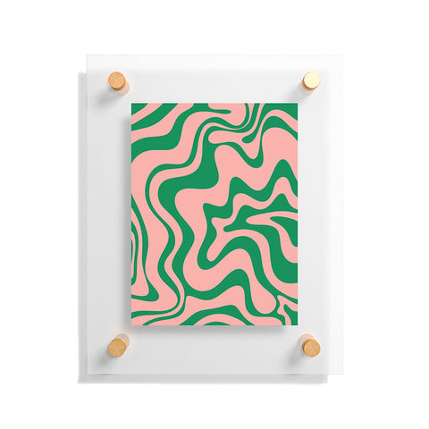 Kierkegaard Design Studio Liquid Swirl Retro Pink and Bright Green Floating Acrylic Print