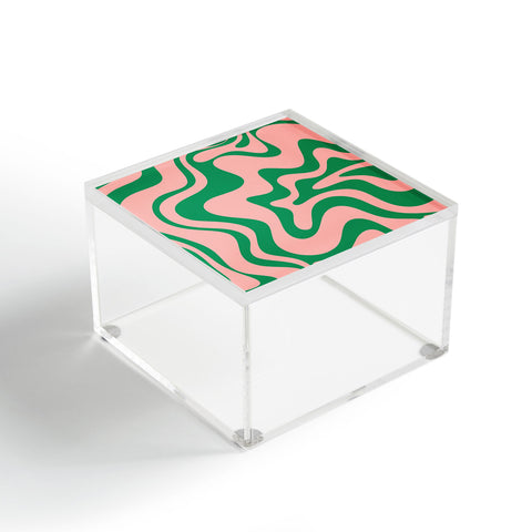 Kierkegaard Design Studio Liquid Swirl Retro Pink and Bright Green Acrylic Box