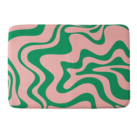 Kierkegaard Design Studio Liquid Swirl Retro Pink and Bright Green Memory Foam Bath Mat