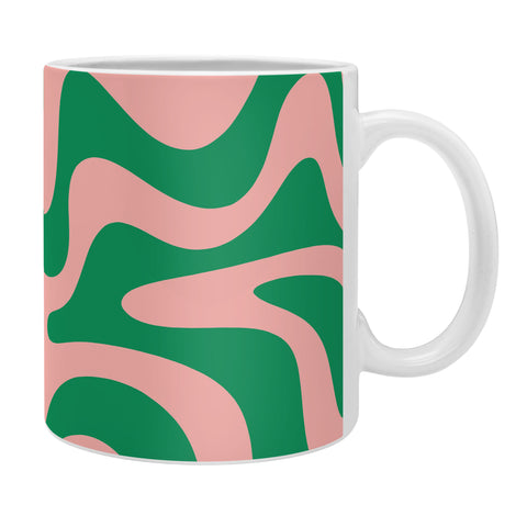 Kierkegaard Design Studio Liquid Swirl Retro Pink and Bright Green Coffee Mug