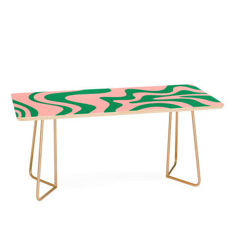 Kierkegaard Design Studio Liquid Swirl Retro Pink and Bright Green Coffee Table