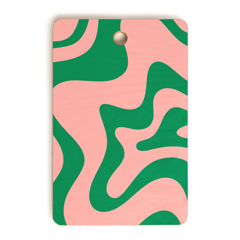 Kierkegaard Design Studio Liquid Swirl Retro Pink and Bright Green Cutting Board Rectangle