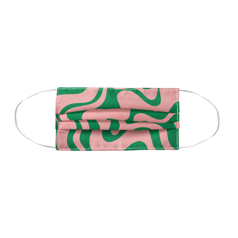 Kierkegaard Design Studio Liquid Swirl Retro Pink and Bright Green Face Mask